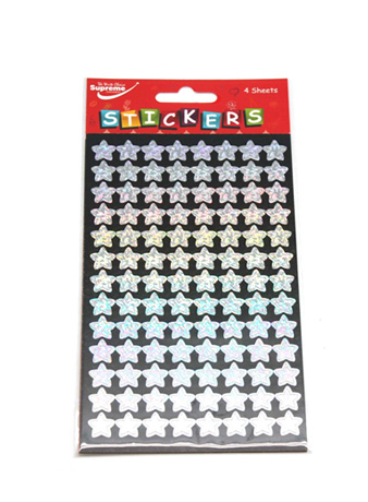 4 Sheets of Sparkle Stickers- Silver Stars
